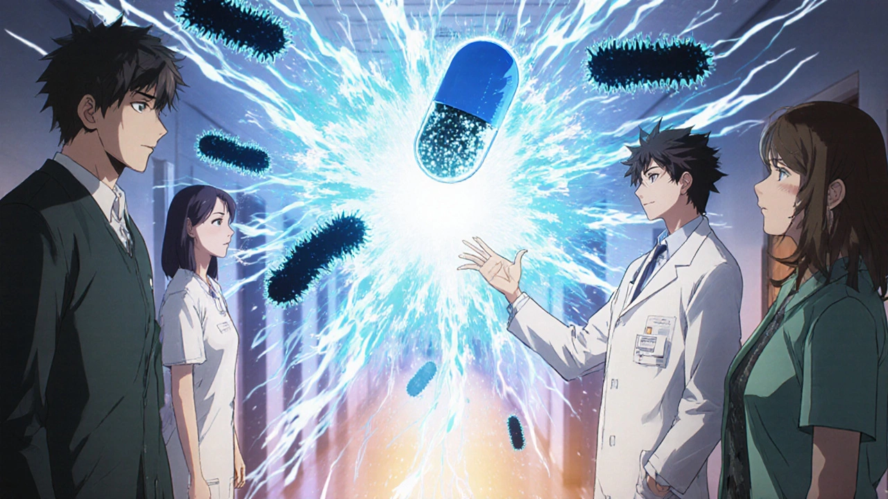 Secnidazole character delivering single-dose blast against bacterial swarm in hospital setting.