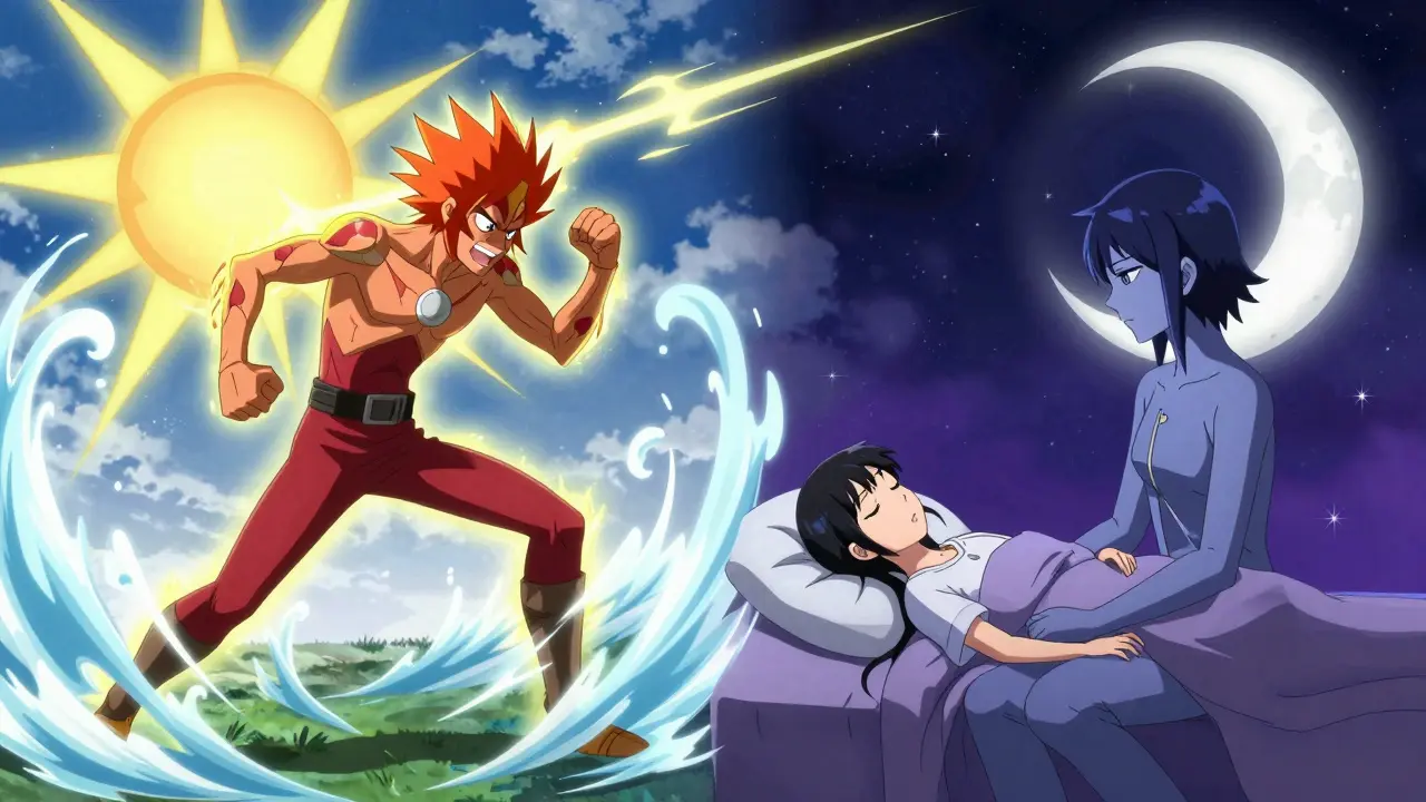 Anime battle between morning dizziness and night calm