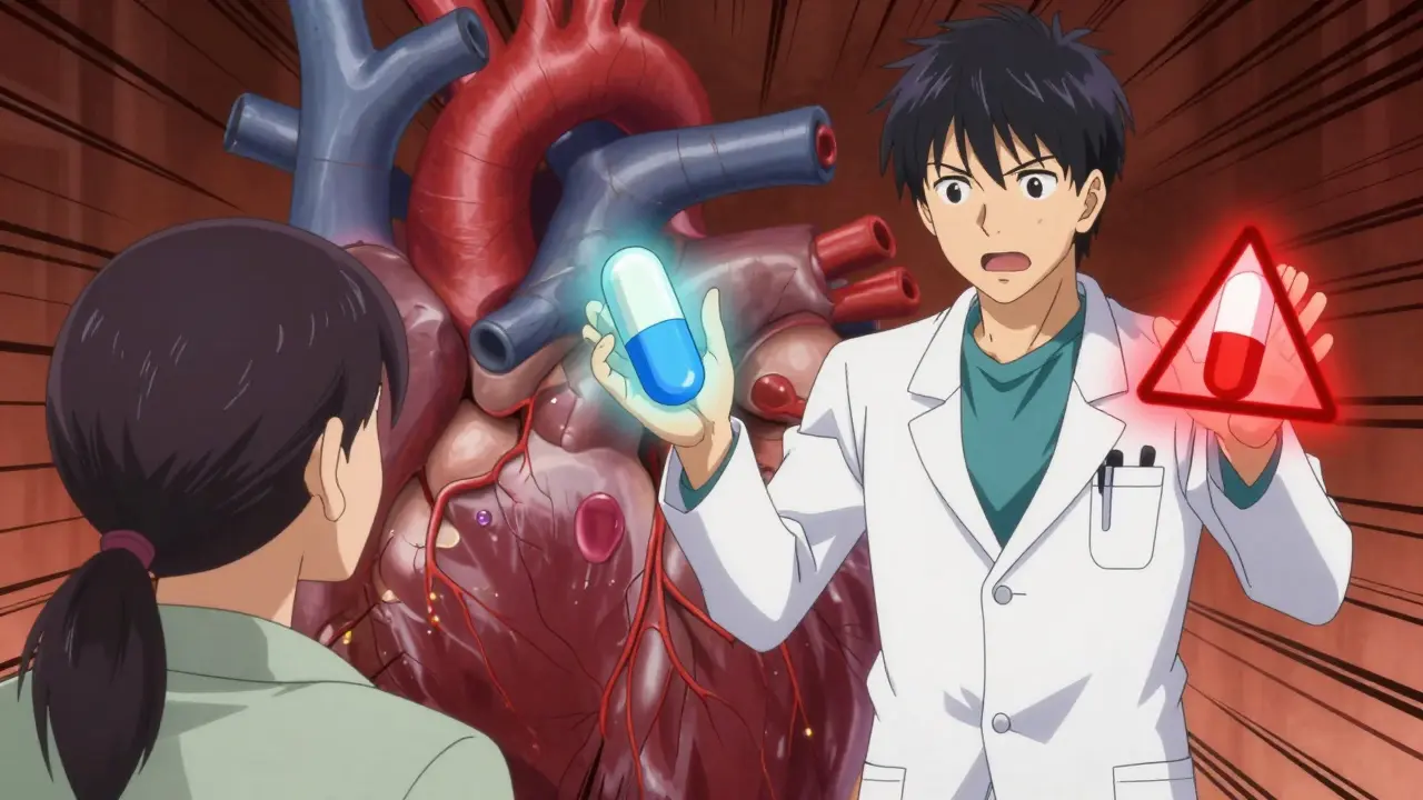 Doctor comparing safe vs risky statins