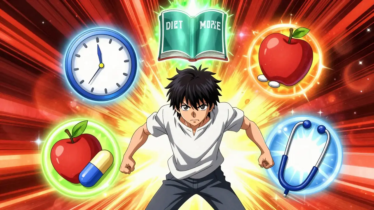 Shounen art showing MEDS health strategy