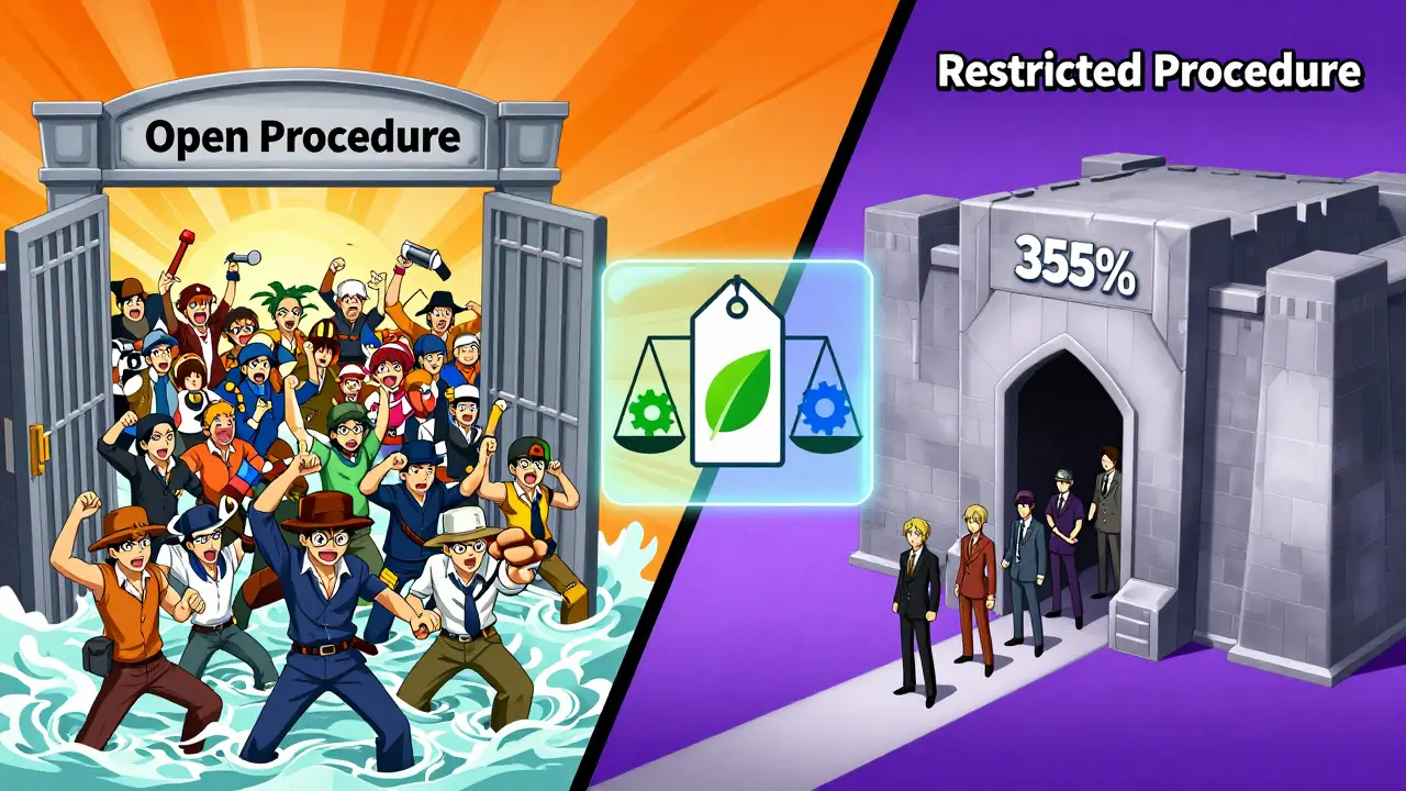 Anime battle between open and restricted tender paths
