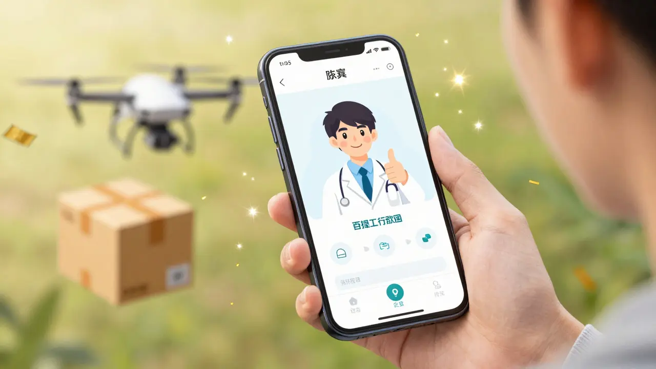 Smartphone showing successful telehealth prescription with magical sparkles