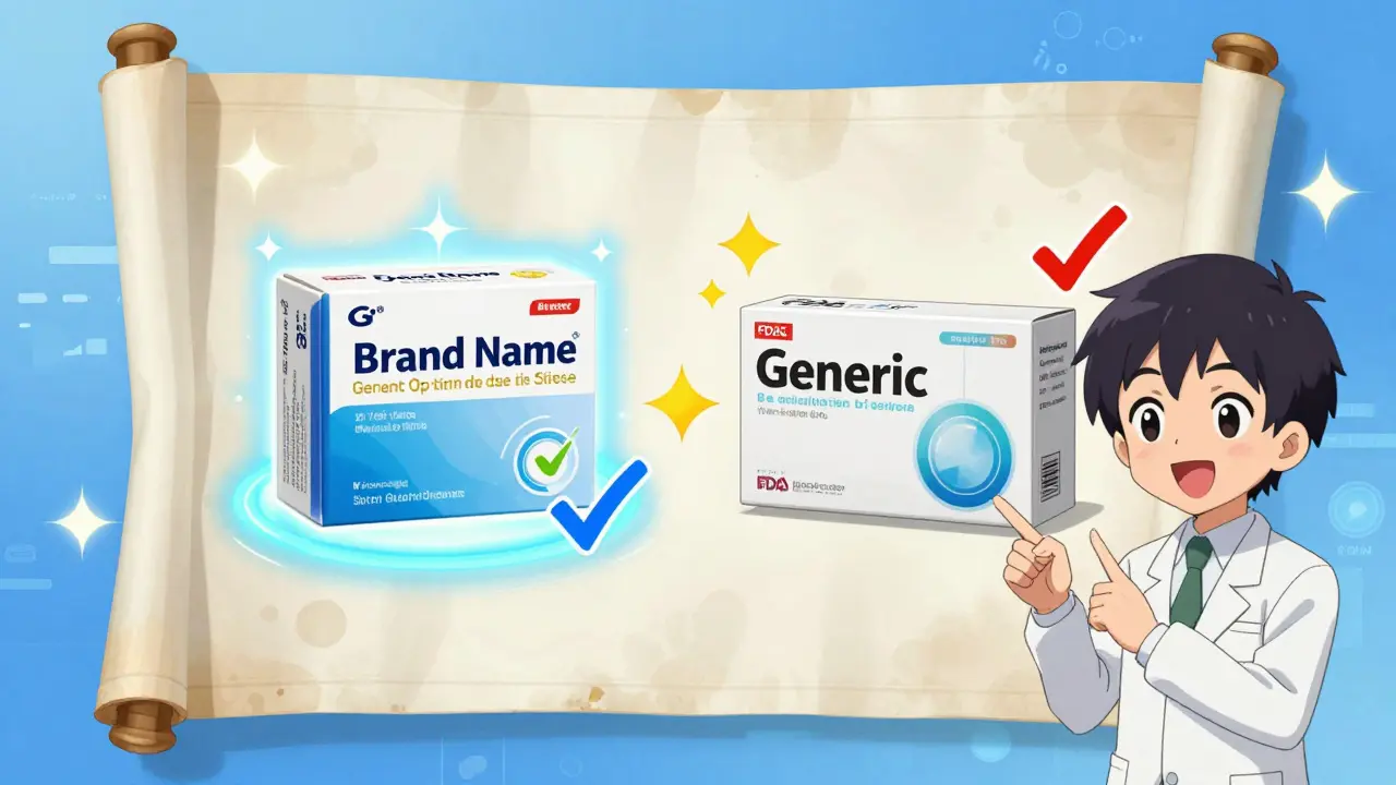 Anime comparison of brand vs generic drug safety