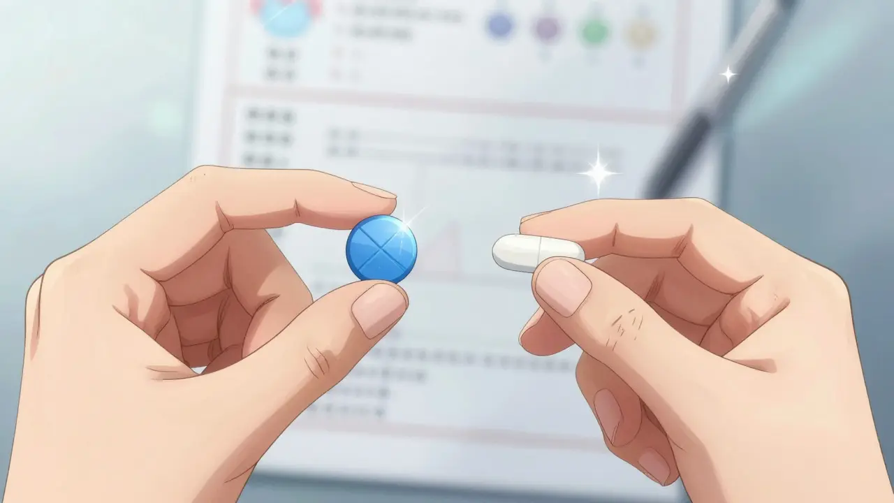 Comparison of brand and generic pills showing equal efficacy